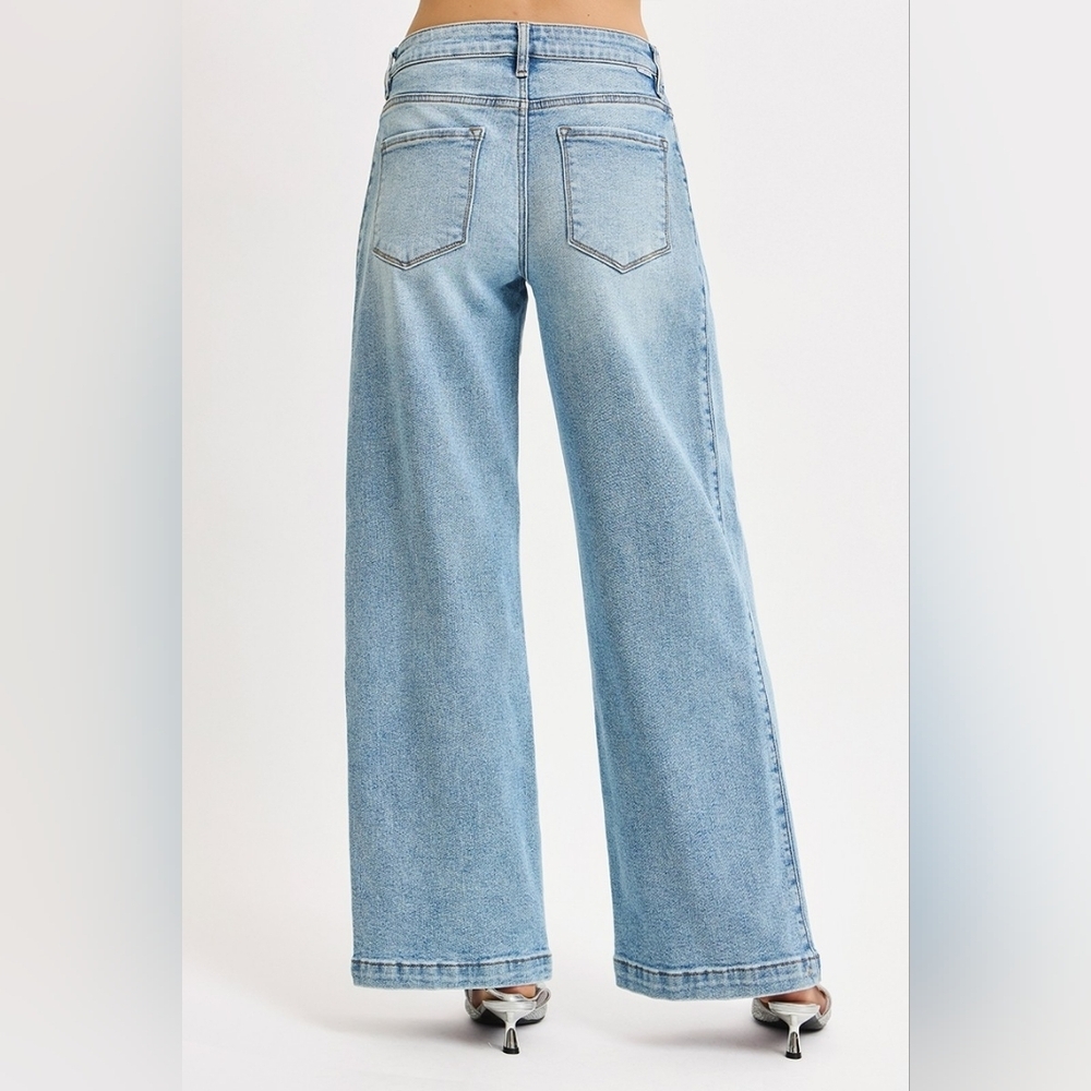 Risen MR Light Wash Wide Leg Barrel Adjustable Leg Denim Jeans Various NEW - Picture 9 of 11